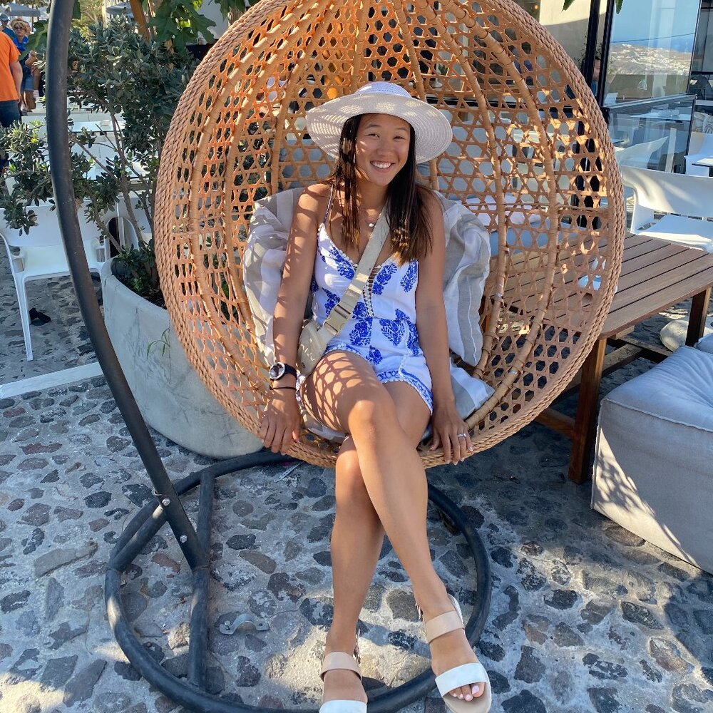 White and blue floral romper